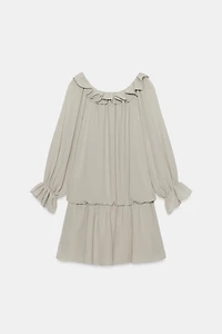 ROBE EN GEORGETTE À VOLANTS ET BRILLANTS