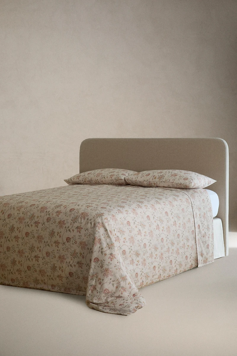 (300 FILS) DRAP DE DESSUS SATIN FLORAL
