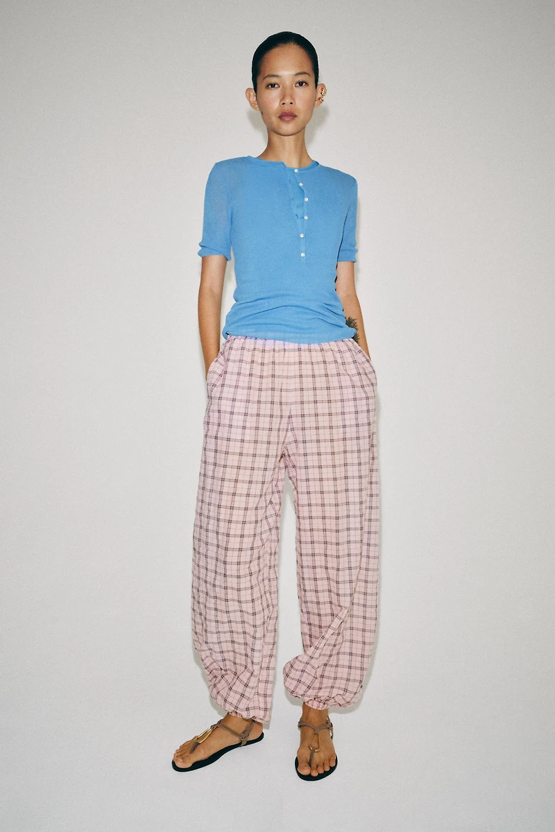 PANTALON BOUFFANT À CARREAUX ZW COLLECTION