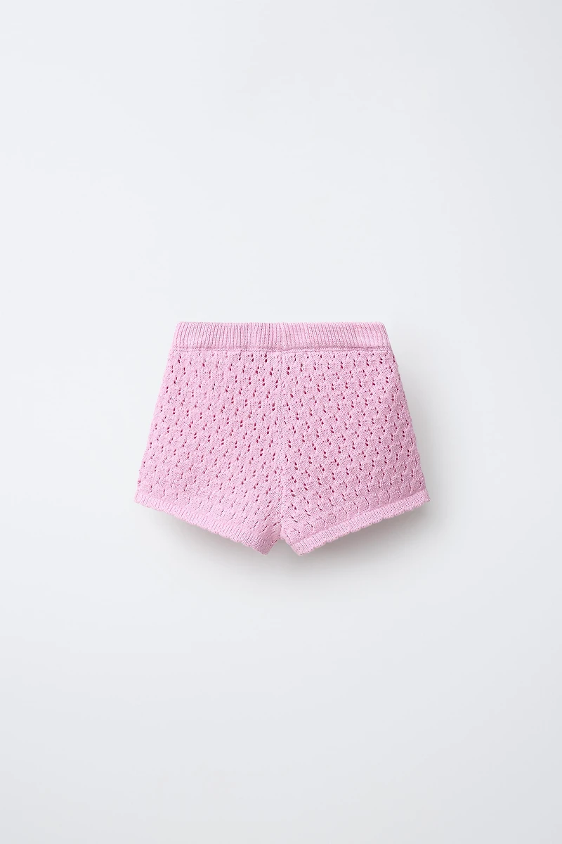 EMBROIDERED FLORAL KNIT SHORTS