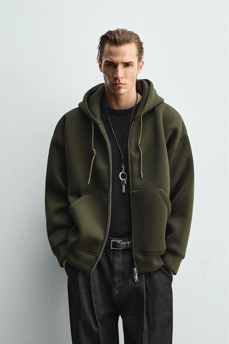 NEOPRENE EFFECT HOODIE SWEATSHIRT