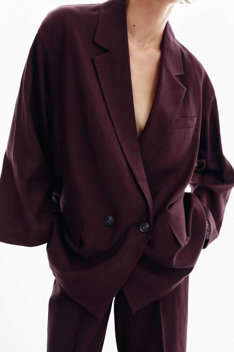 VESTE À BOUTONNAGE CROISÉ AVEC LIN