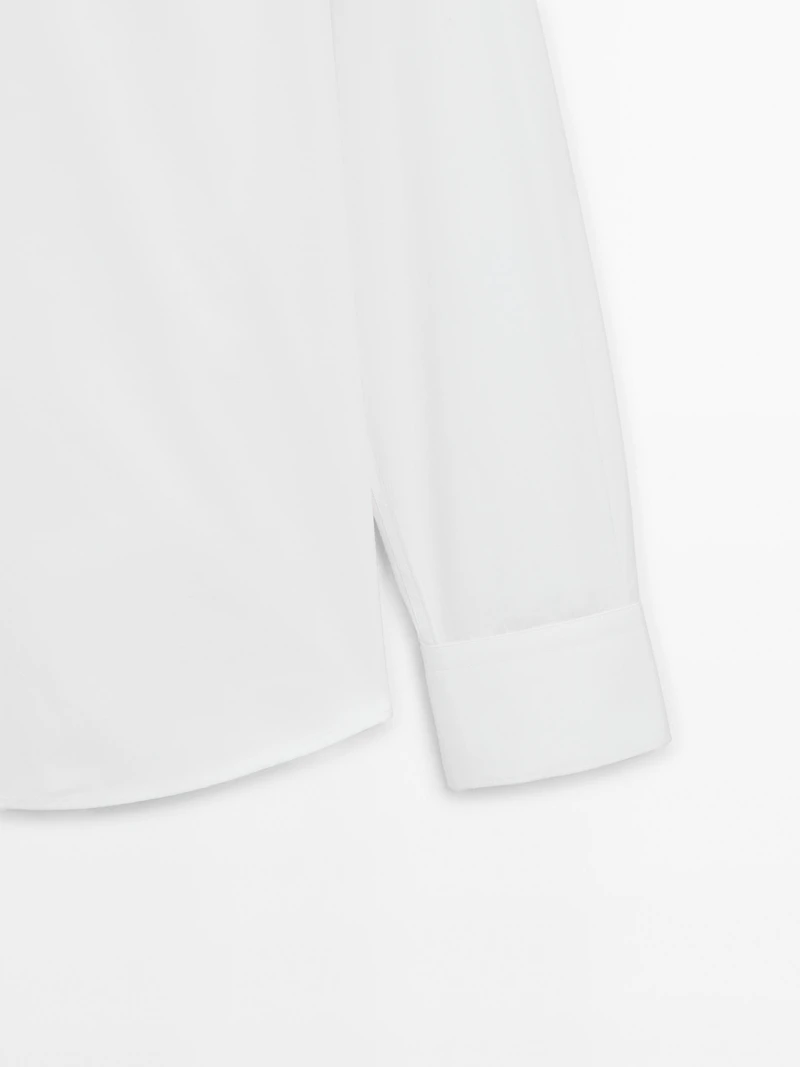 Chemise slim en popeline 100 % coton