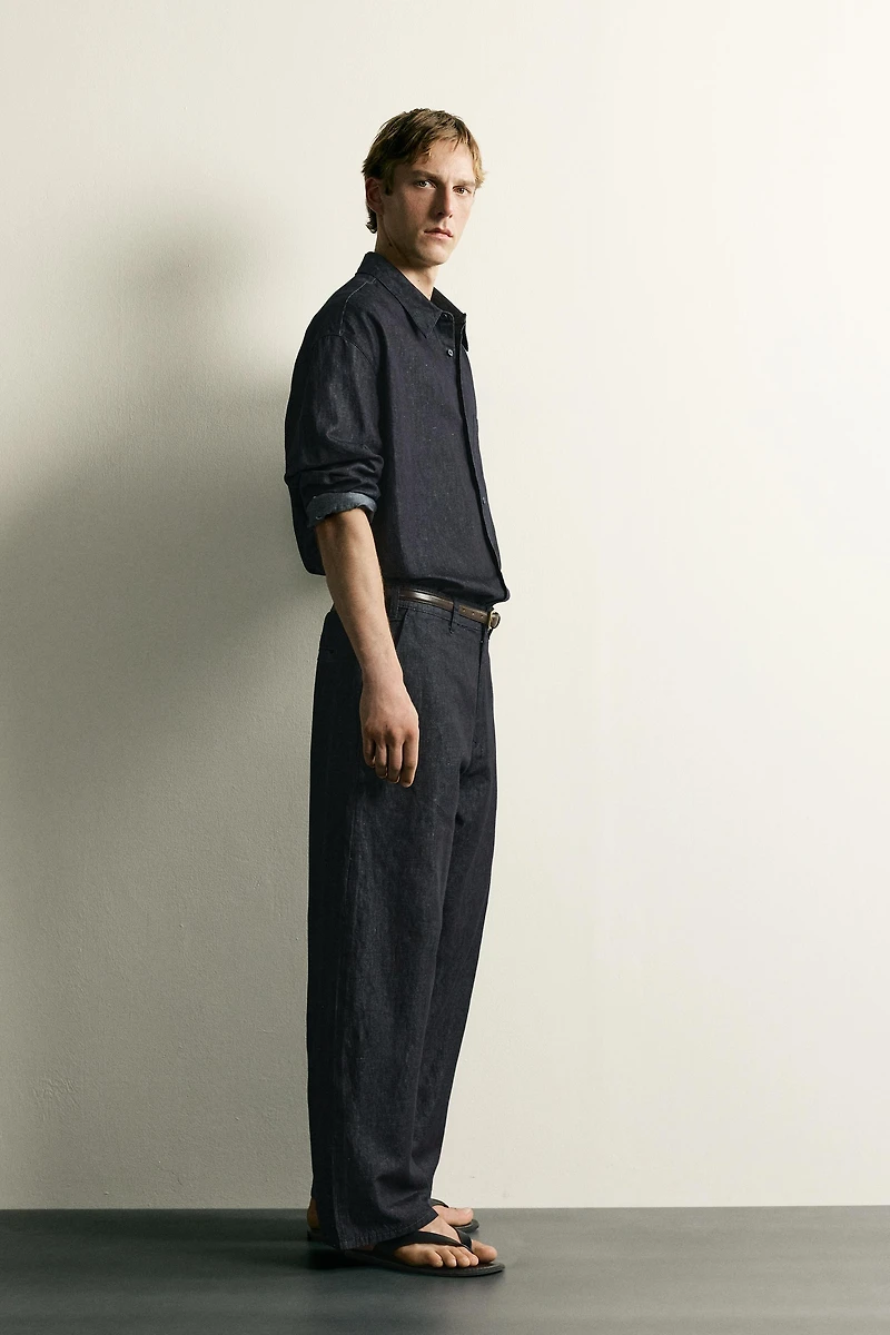 LIGHTWEIGHT COTTON-LINEN DENIM CHINO PANTS