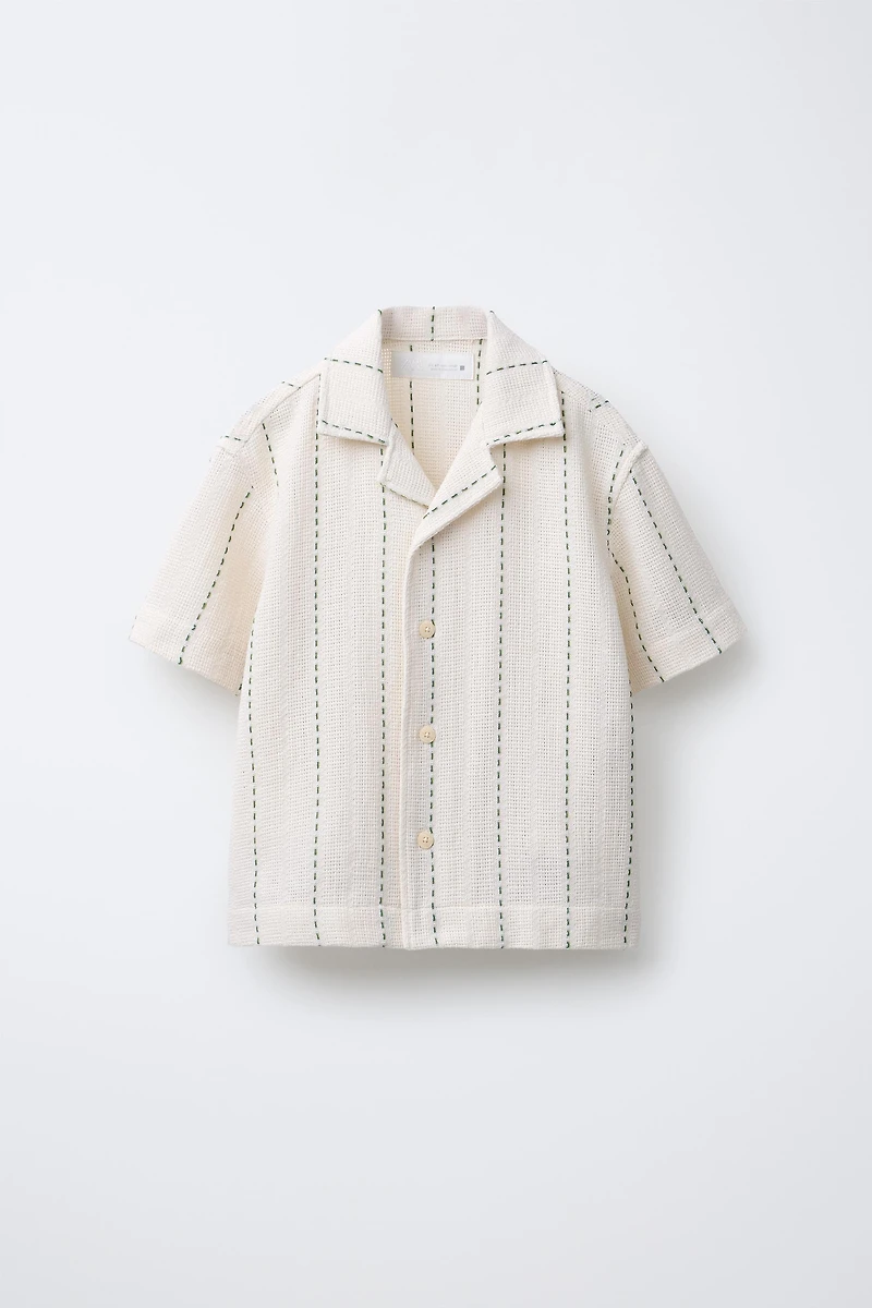 CHEMISE RUSTIQUE BRODERIE RAYURES