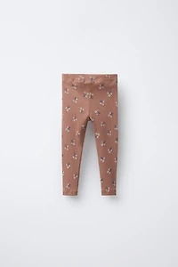 PRINTED RIBBED LEGGINGS
