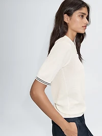 Knit polo shirt with sleeve detail
