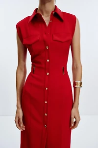 CREPE MIDI FITTED DRESS
