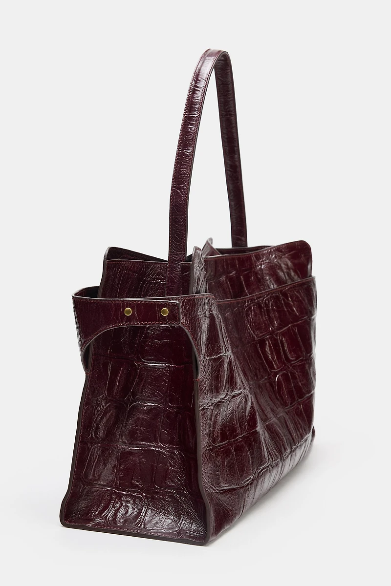 MAXI CITY BAG WITH EMBOSSED LEATHER EFFECT