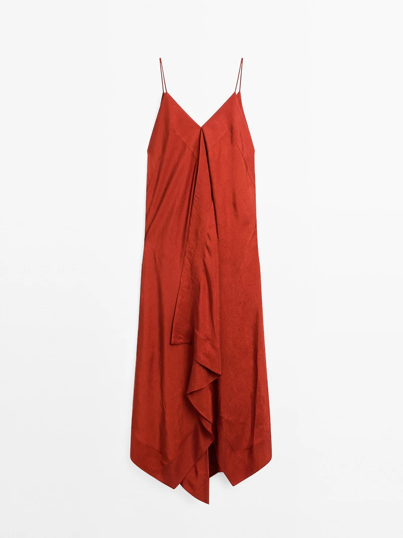 Flowing midi dress with ruffles