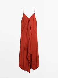 Flowing midi dress with ruffles