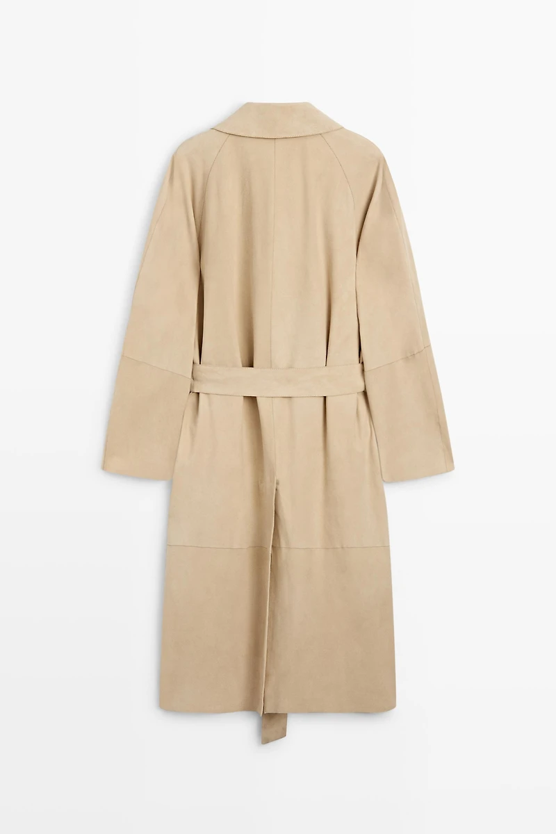 Manteau long en daim