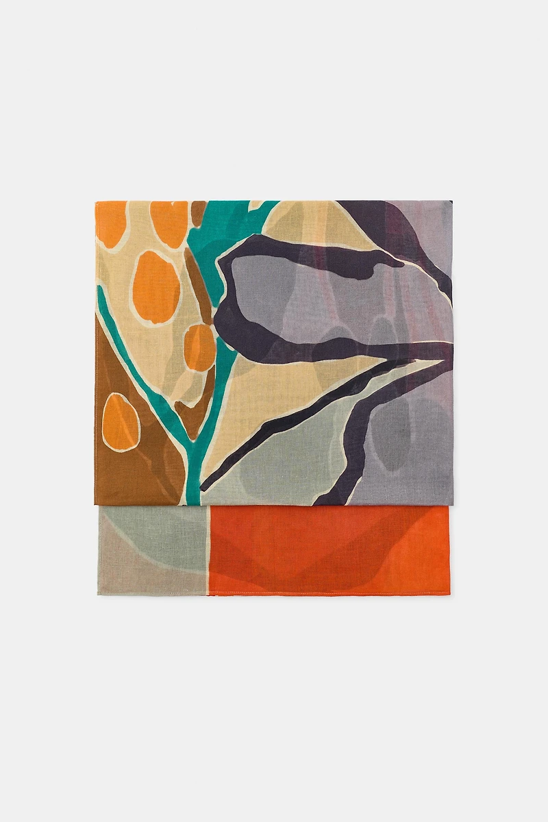 ORGANIC LINEN BLEND PRINTED SCARF