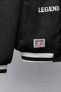 BLOUSON BOMBER EFFET DAIM À INSCRIPTION BRODÉE