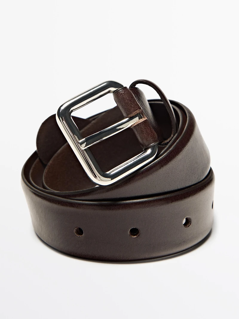 Ceinture avec boucle carrée en cuir