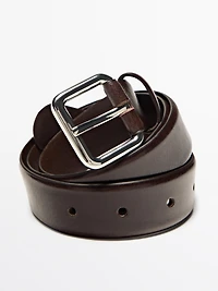 Ceinture avec boucle carrée en cuir