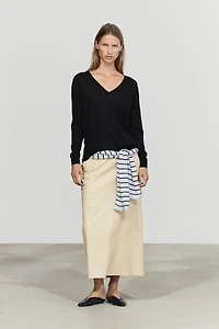 Nappa leather midi skirt