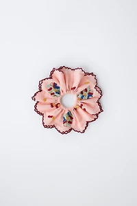 CONTRAST BEADED HAIR TIE