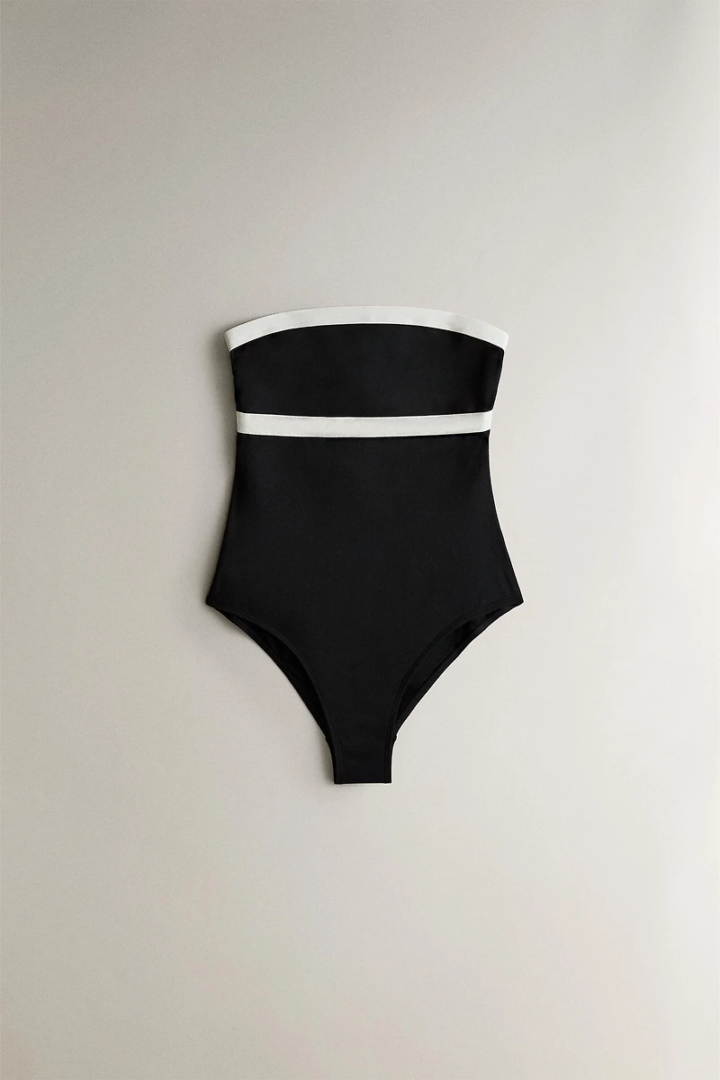 MAILLOT DE BAIN PLAGE BANDE CONTRASTANTE
