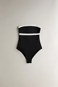 MAILLOT DE BAIN PLAGE BANDE CONTRASTANTE