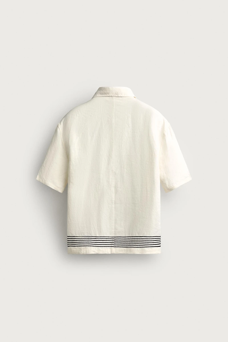 100% LINEN STRIPED POLO SHIRT