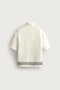 100% LINEN STRIPED POLO SHIRT