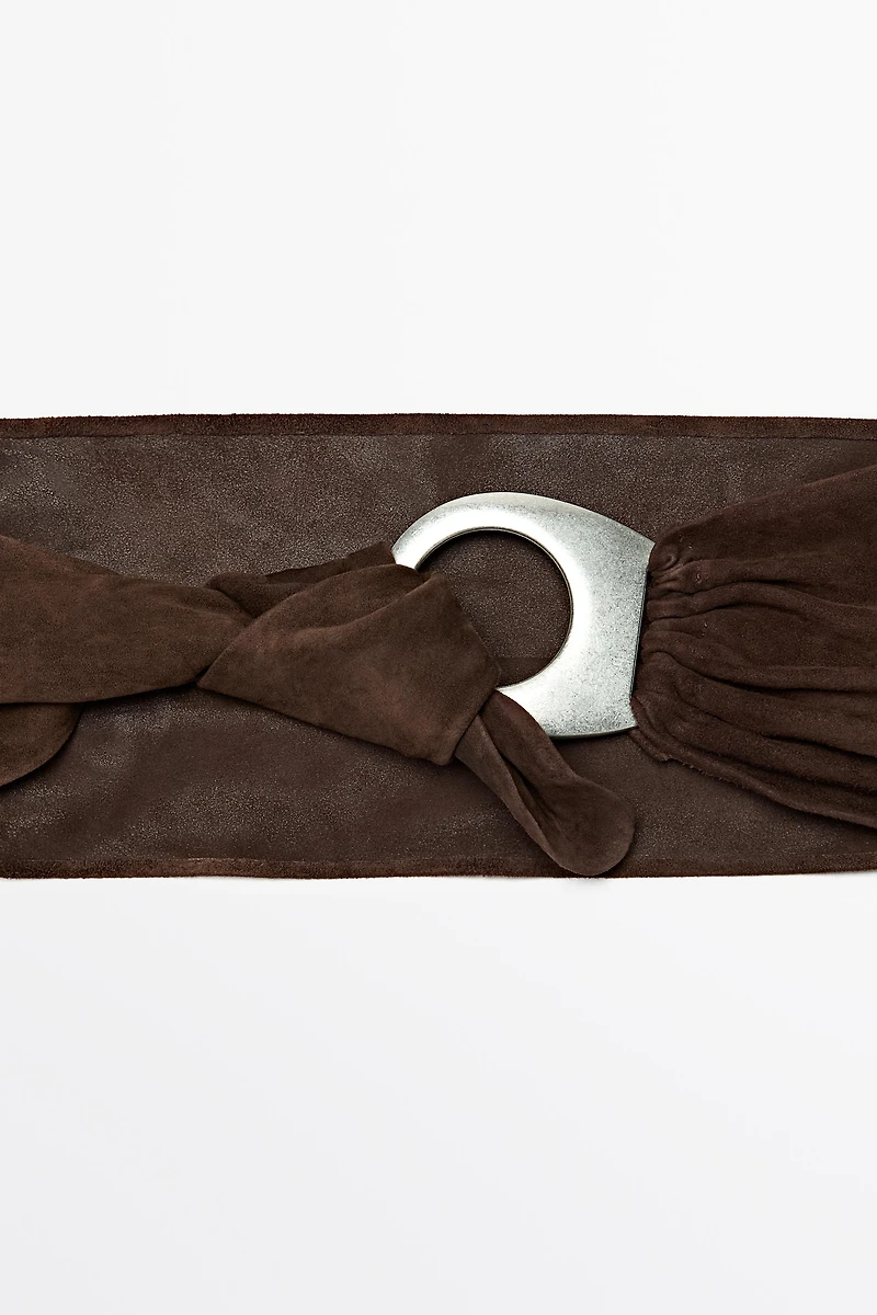 Ceinture boucle ovale croûte de cuir