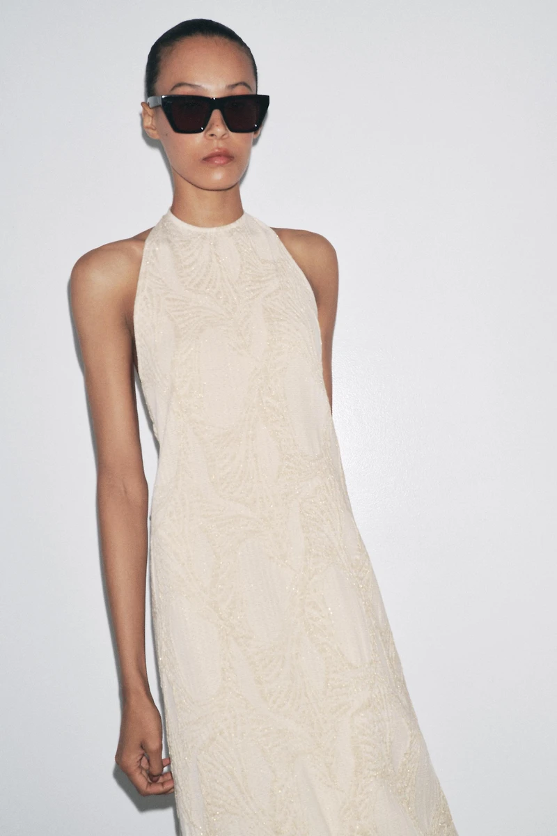 HALTER JACQUARD DRESS