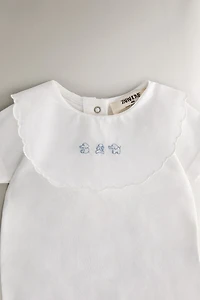 GRENOUILLÈRE BÉBÉ COURTE BRODÉE ÉLÉPHANT