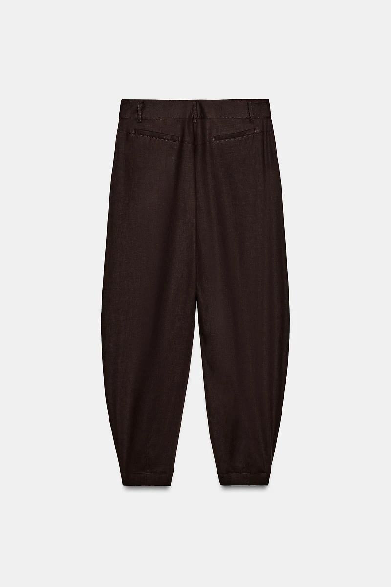 LINEN BARREL PANTS