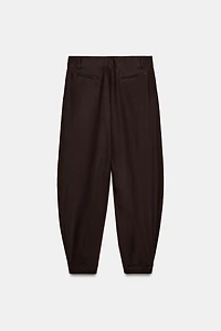 LINEN BARREL PANTS