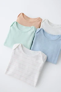 FIVE-PACK OF DROPLET AND STRIPE BODYSUITS
