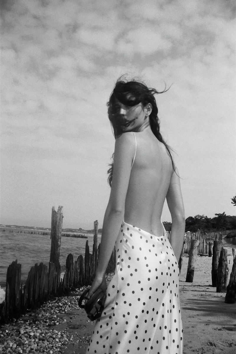 SATIN POLKA DOT MIDI DRESS