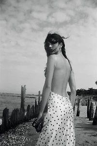 SATIN POLKA DOT MIDI DRESS