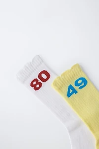 TWO-PACK OF NUMBERED TALL SOCKS