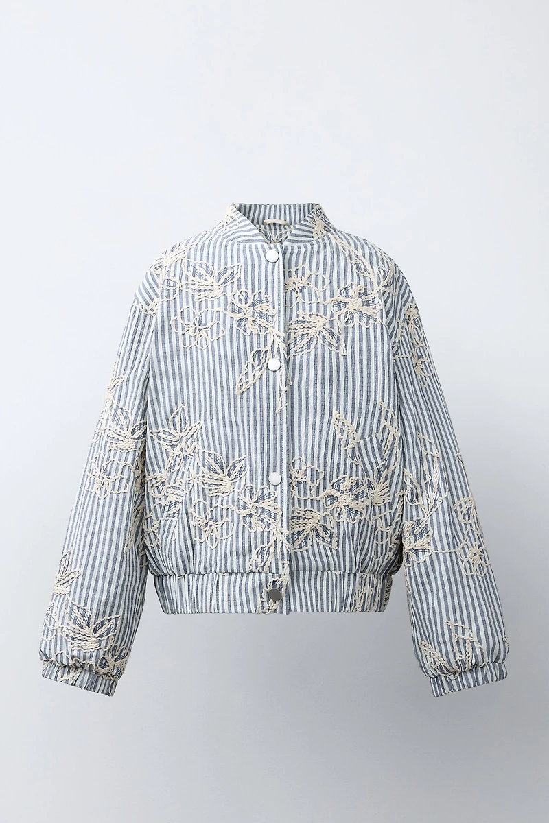 BLOUSON BOMBER RAYÉ BRODÉ