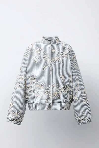 BLOUSON BOMBER RAYÉ BRODÉ