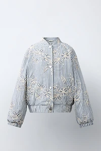 BLOUSON BOMBER RAYÉ BRODÉ