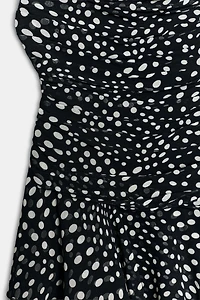 DRAPED POLKA DOT DRESS