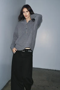 95% WOOL PLAIN KNIT POLO