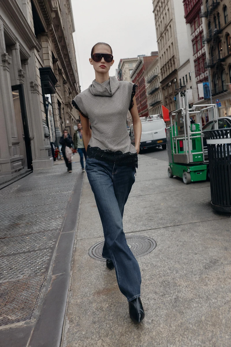 HOUNDSTOOTH LACE TOP