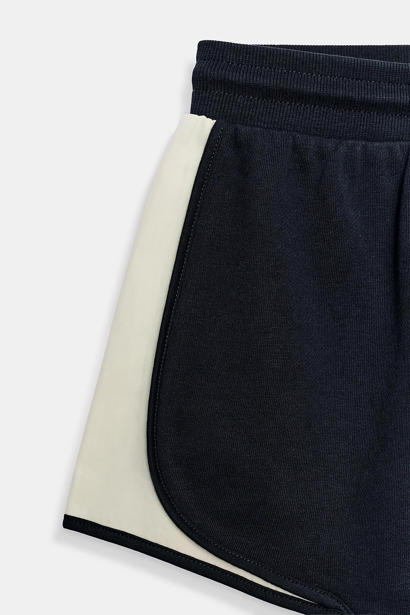 MIXED FABRIC SHORTS