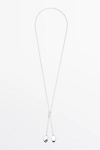 Metal pieces lariat necklace