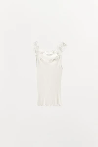RIB KNIT LACE TOP
