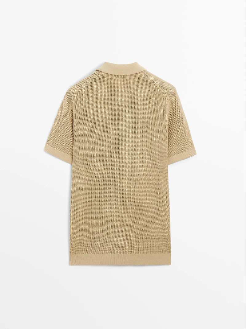 Polo en maille texturée de coton