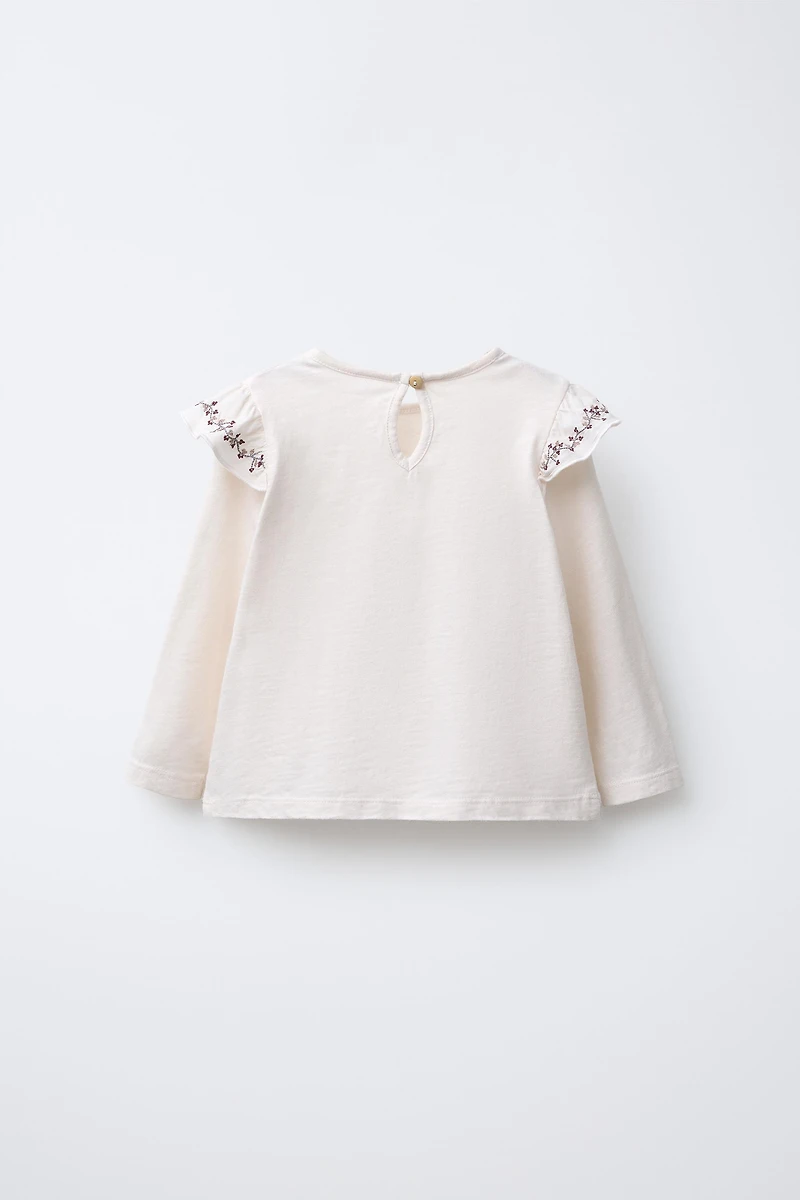 EMBROIDERED FLORAL RUFFLE SHIRT