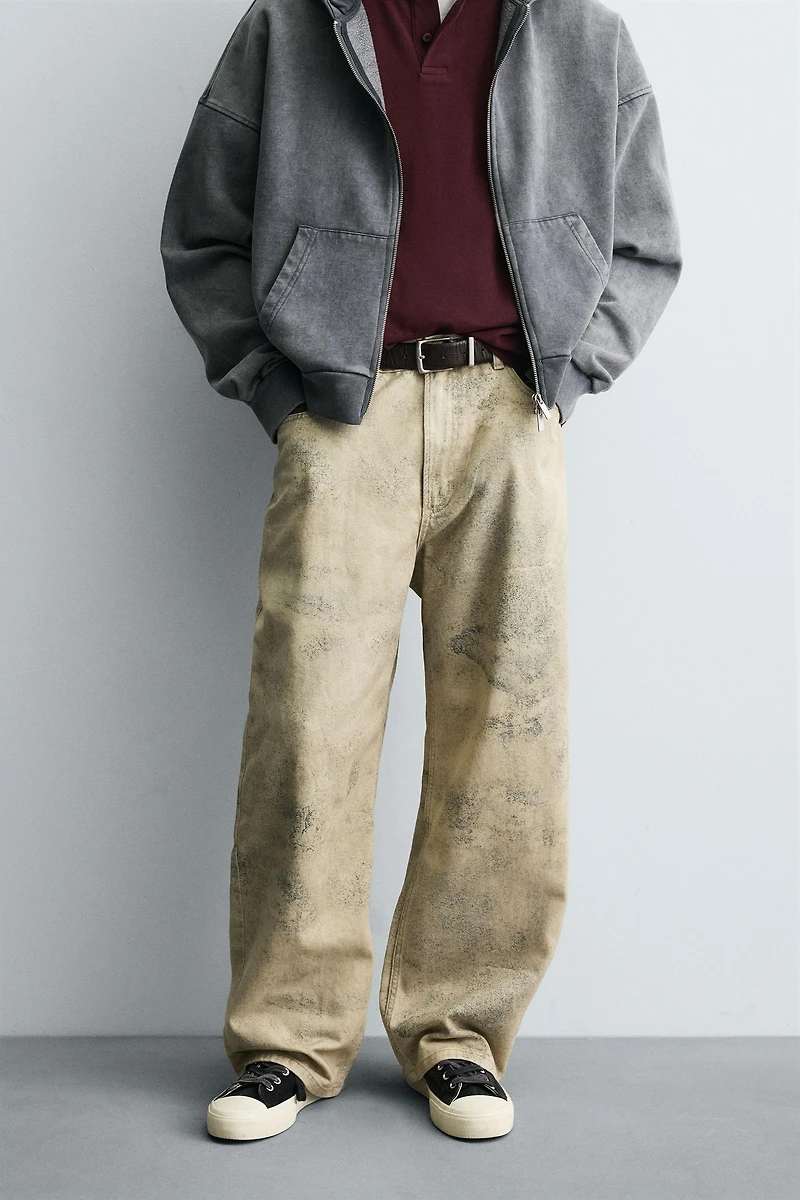 WASHED PRINT BAGGY FIT PANTS