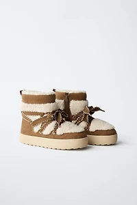 COMBINATION SHEARLING ANKLE BOOTS