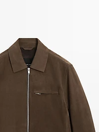 Veste courte en cuir effet daim