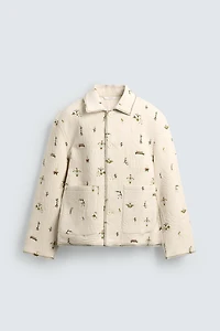 FLORAL EMBROIDERED JACQUARD JACKET